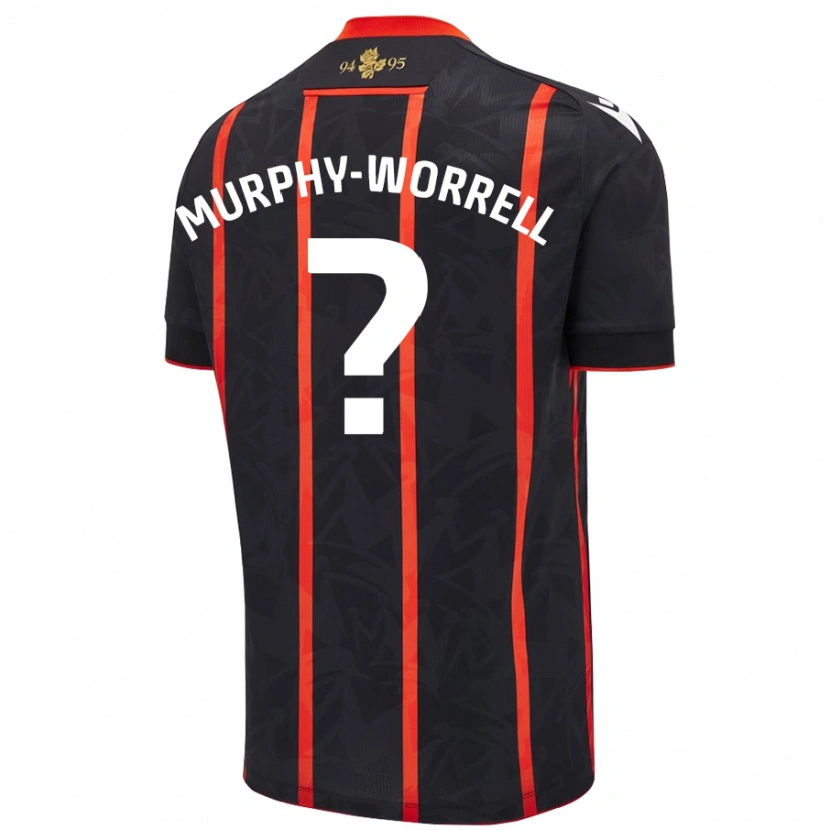 Danxen Mænd Paul Murphy-Worrell #0 Sort Rød Udebane Spillertrøjer 2024/25 Trøje T-Shirt