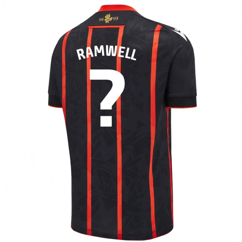 Danxen Mænd Teddy Ramwell #0 Sort Rød Udebane Spillertrøjer 2024/25 Trøje T-Shirt