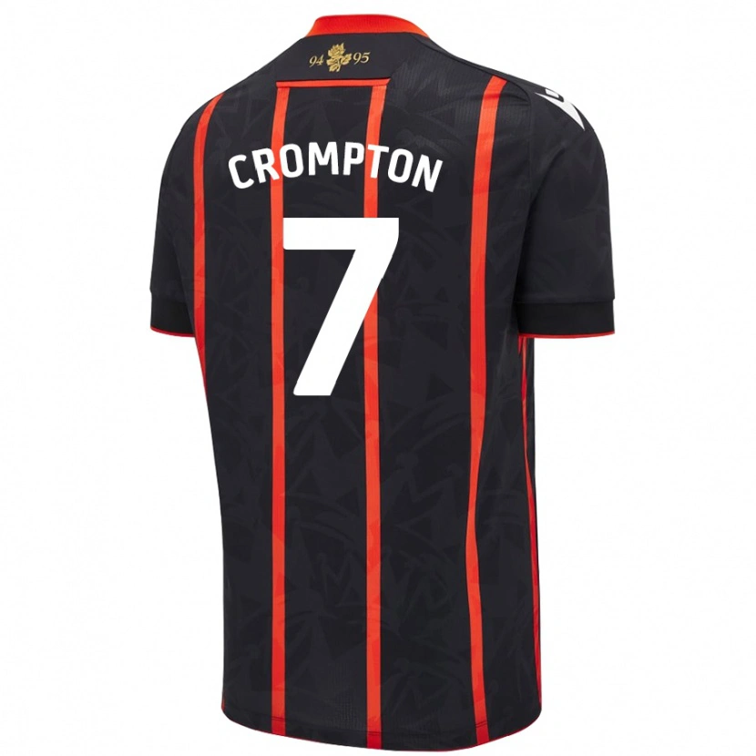 Danxen Mænd Farah Crompton #7 Sort Rød Udebane Spillertrøjer 2024/25 Trøje T-Shirt