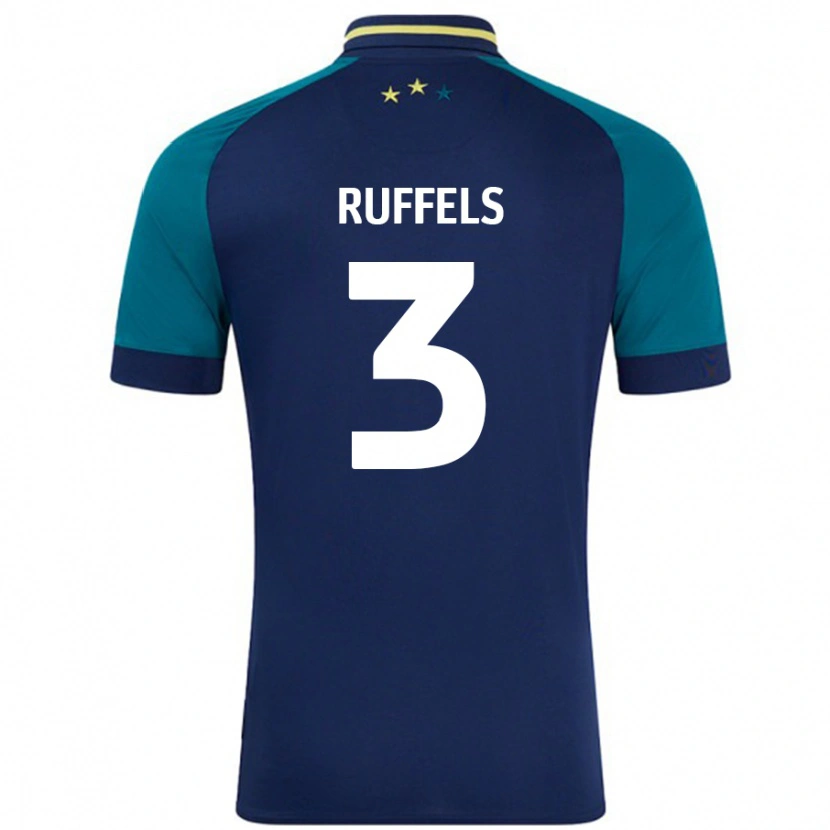 Danxen Mænd Josh Ruffels #3 Marineblå Mørkegrøn Udebane Spillertrøjer 2024/25 Trøje T-Shirt