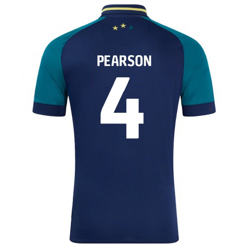 Danxen Mænd Matty Pearson #4 Marineblå Mørkegrøn Udebane Spillertrøjer 2024/25 Trøje T-Shirt