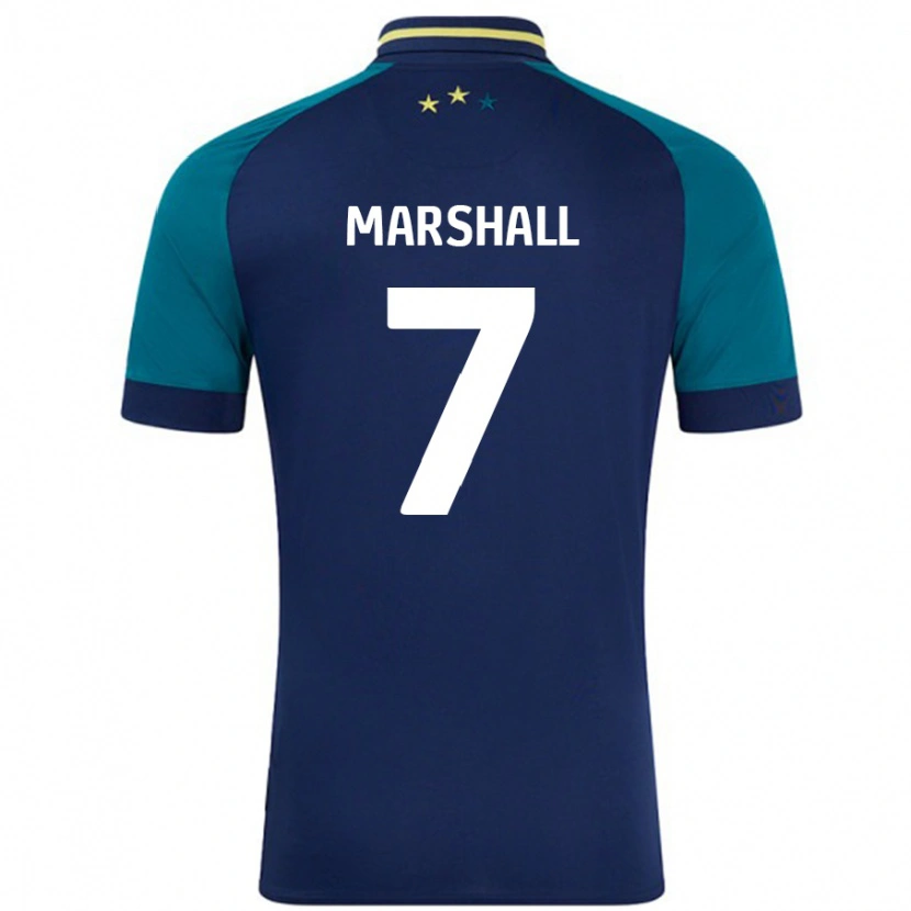 Danxen Mænd Callum Marshall #7 Marineblå Mørkegrøn Udebane Spillertrøjer 2024/25 Trøje T-Shirt