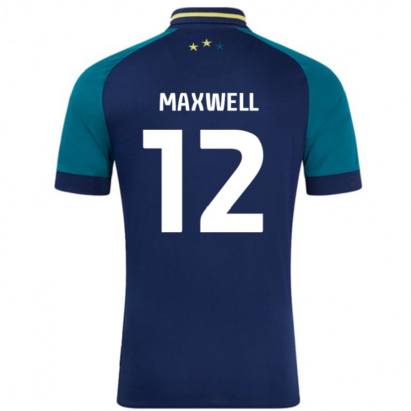 Danxen Mænd Chris Maxwell #12 Marineblå Mørkegrøn Udebane Spillertrøjer 2024/25 Trøje T-Shirt