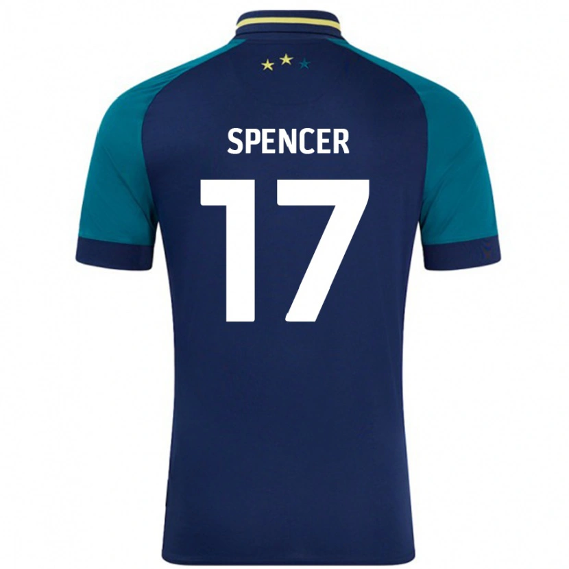 Danxen Mænd Brodie Spencer #17 Marineblå Mørkegrøn Udebane Spillertrøjer 2024/25 Trøje T-Shirt