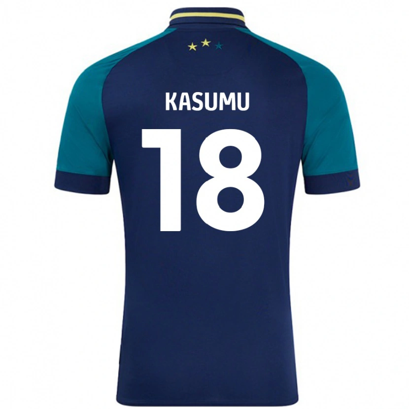 Danxen Mænd David Kasumu #18 Marineblå Mørkegrøn Udebane Spillertrøjer 2024/25 Trøje T-Shirt