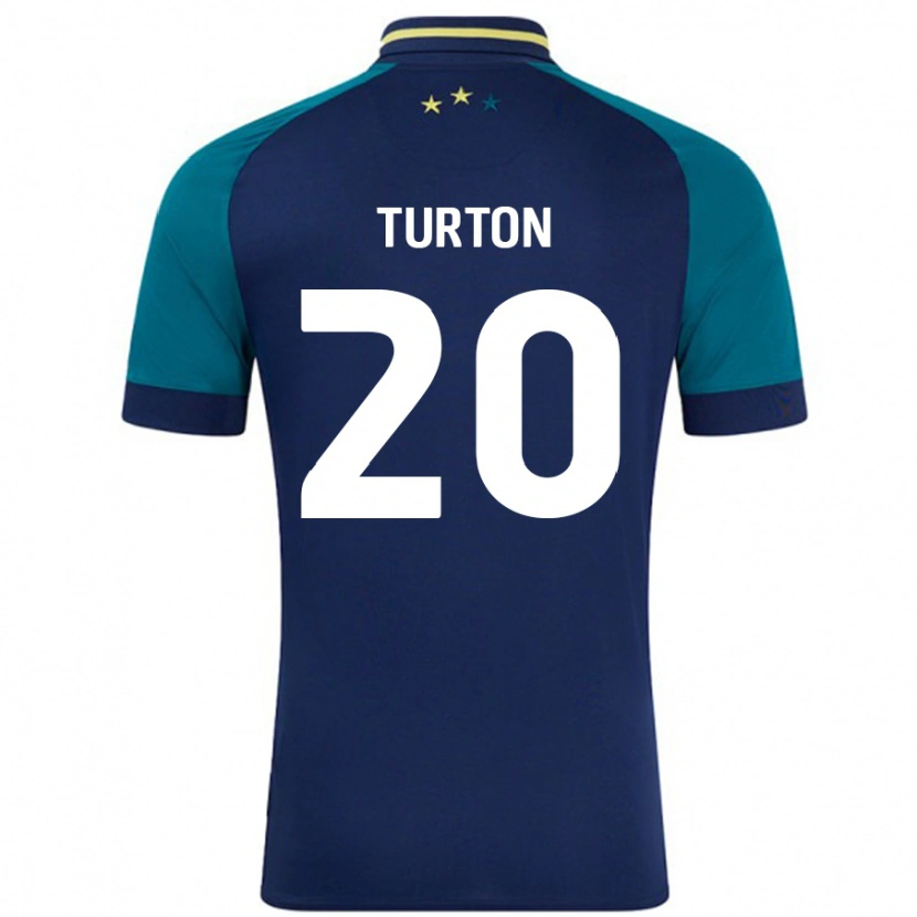 Danxen Mænd Ollie Turton #20 Marineblå Mørkegrøn Udebane Spillertrøjer 2024/25 Trøje T-Shirt
