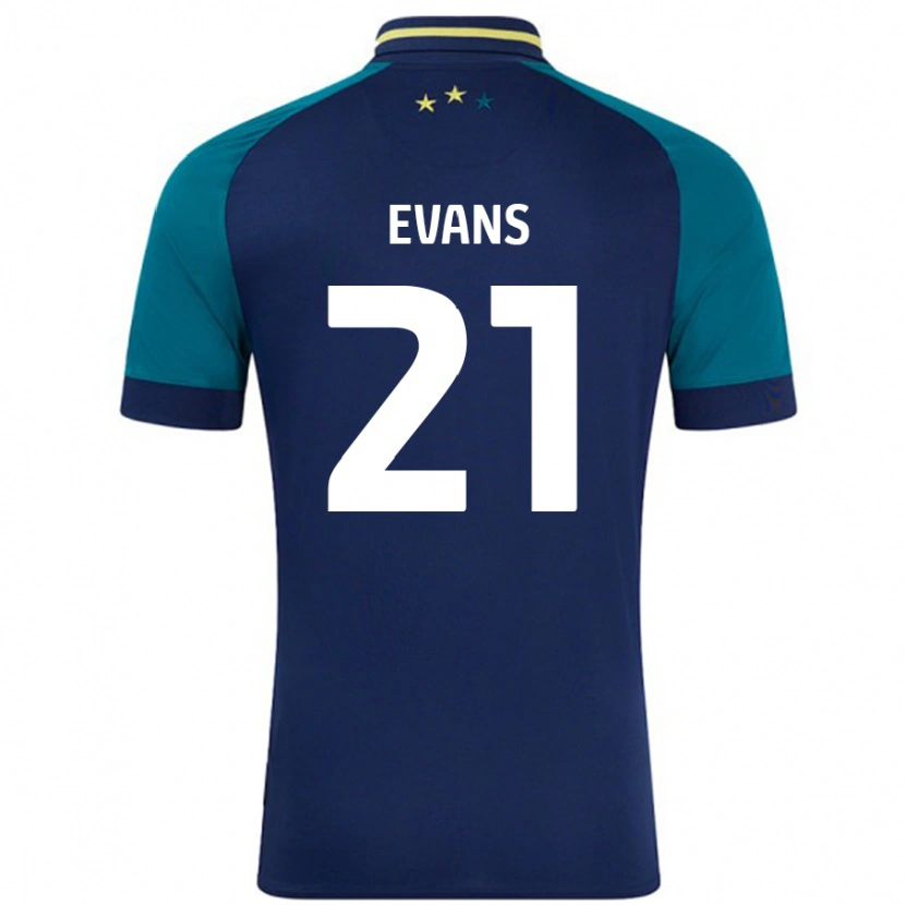 Danxen Mænd Antony Evans #21 Marineblå Mørkegrøn Udebane Spillertrøjer 2024/25 Trøje T-Shirt