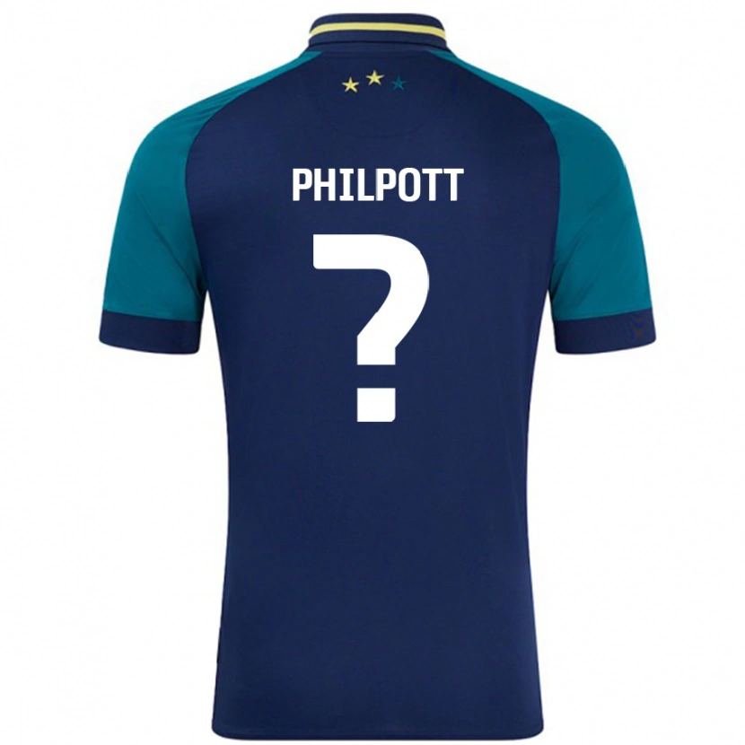 Danxen Mænd Cian Philpott #0 Marineblå Mørkegrøn Udebane Spillertrøjer 2024/25 Trøje T-Shirt
