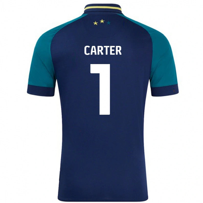 Danxen Mænd Laura Carter #1 Marineblå Mørkegrøn Udebane Spillertrøjer 2024/25 Trøje T-Shirt