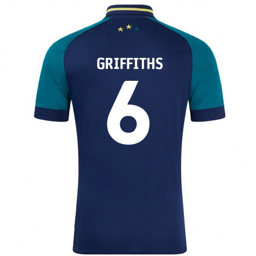 Danxen Mænd Lauren Griffiths #6 Marineblå Mørkegrøn Udebane Spillertrøjer 2024/25 Trøje T-Shirt