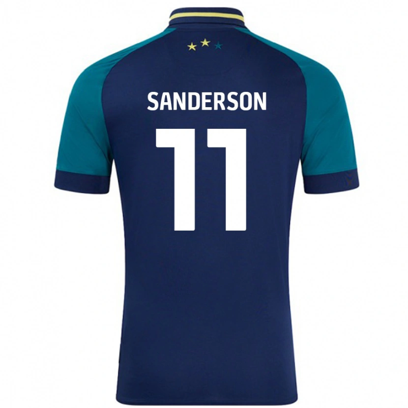 Danxen Mænd Brittany Sanderson #11 Marineblå Mørkegrøn Udebane Spillertrøjer 2024/25 Trøje T-Shirt