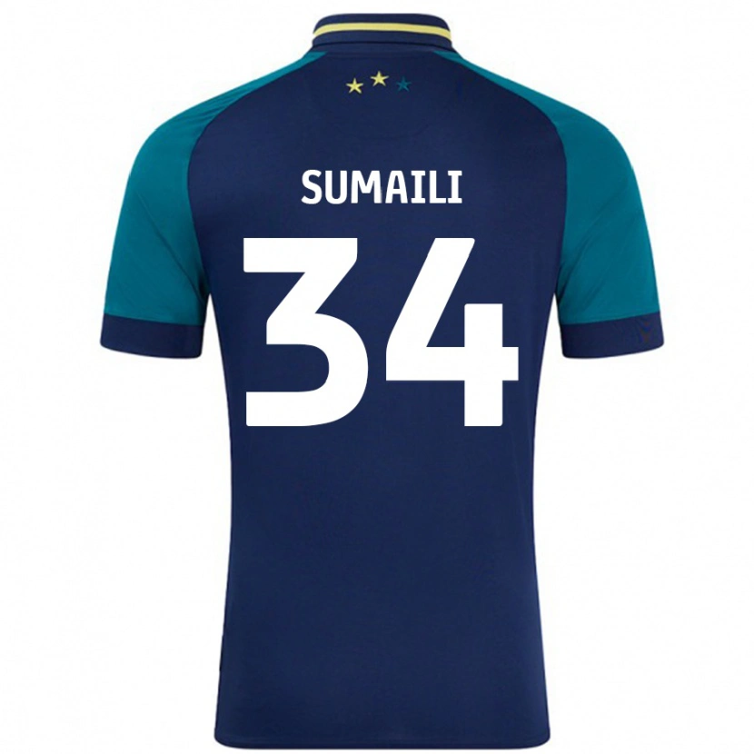 Danxen Mænd Falone Sumaili #34 Marineblå Mørkegrøn Udebane Spillertrøjer 2024/25 Trøje T-Shirt
