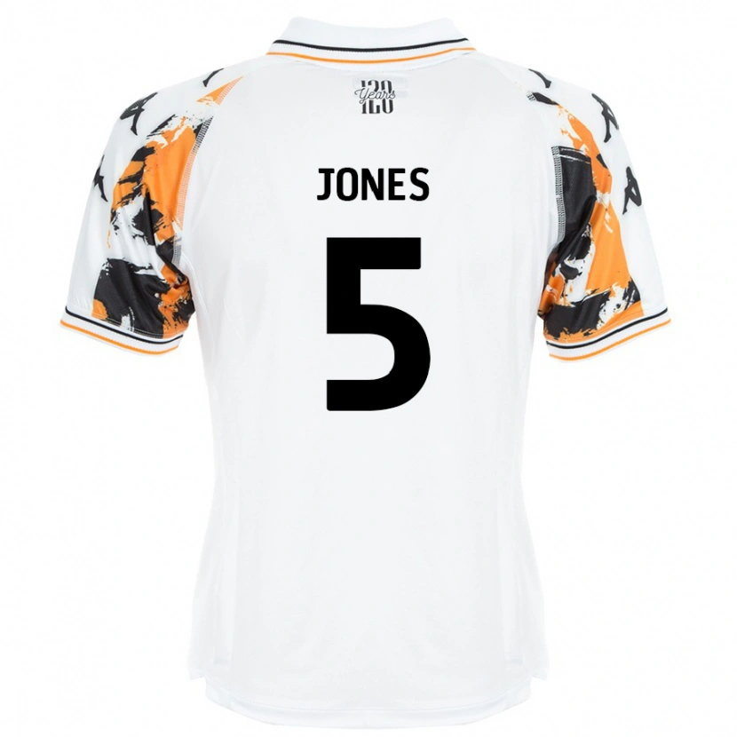 Danxen Mænd Alfie Jones #5 Hvid Udebane Spillertrøjer 2024/25 Trøje T-Shirt