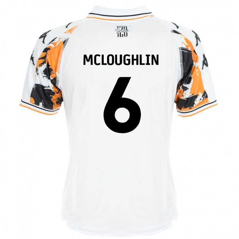 Danxen Mænd Sean Mcloughlin #6 Hvid Udebane Spillertrøjer 2024/25 Trøje T-Shirt