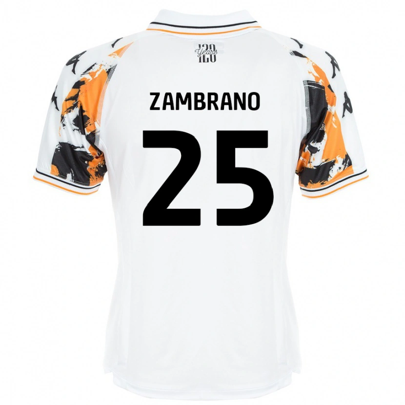 Danxen Mænd Óscar Zambrano #25 Hvid Udebane Spillertrøjer 2024/25 Trøje T-Shirt