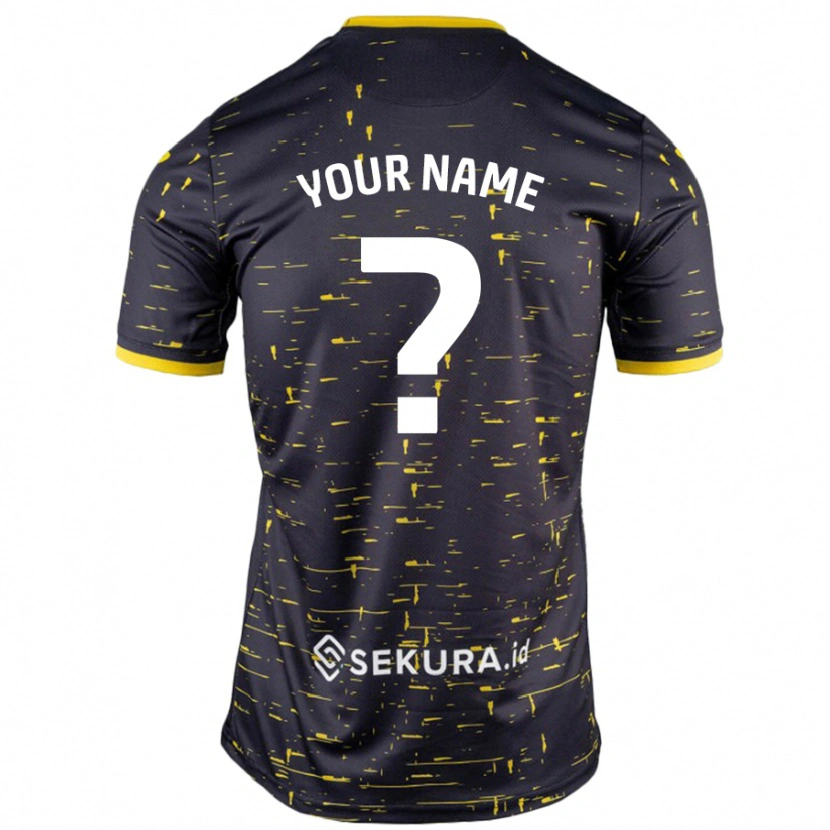 Danxen Mænd Dit Navn #0 Sort Gul Udebane Spillertrøjer 2024/25 Trøje T-Shirt