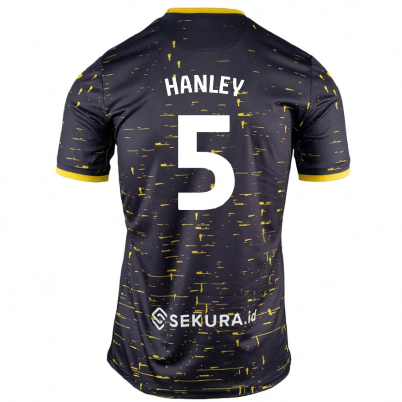Danxen Mænd Grant Hanley #5 Sort Gul Udebane Spillertrøjer 2024/25 Trøje T-Shirt
