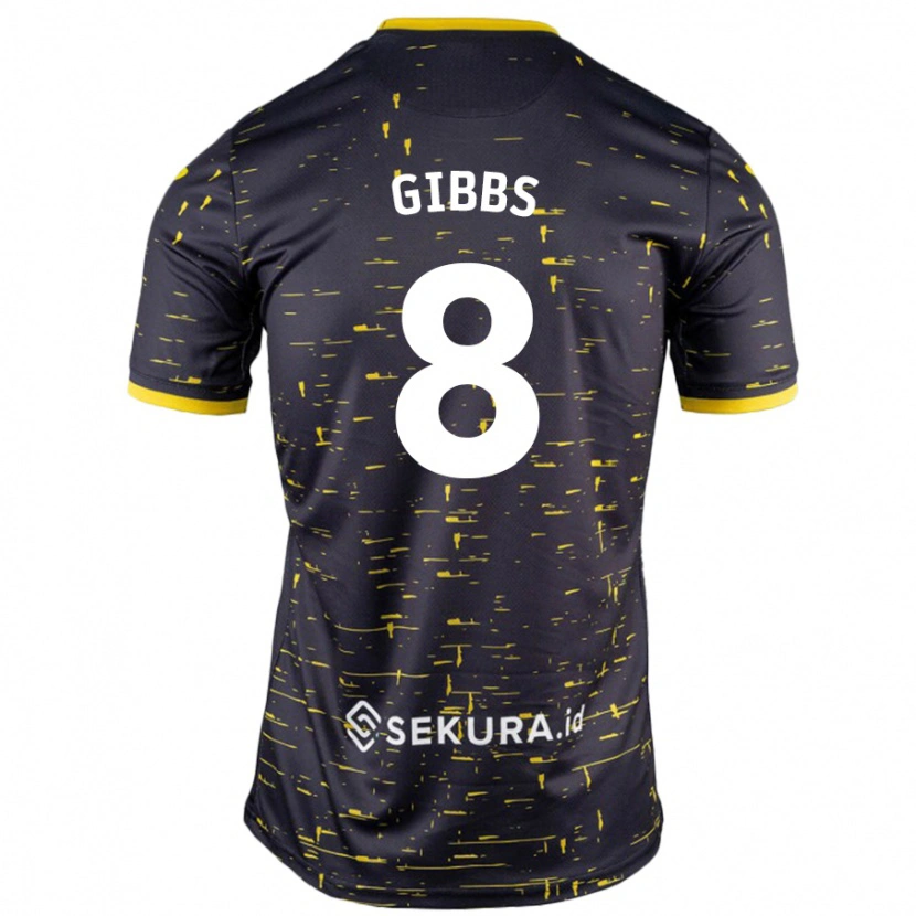 Danxen Mænd Liam Gibbs #8 Sort Gul Udebane Spillertrøjer 2024/25 Trøje T-Shirt