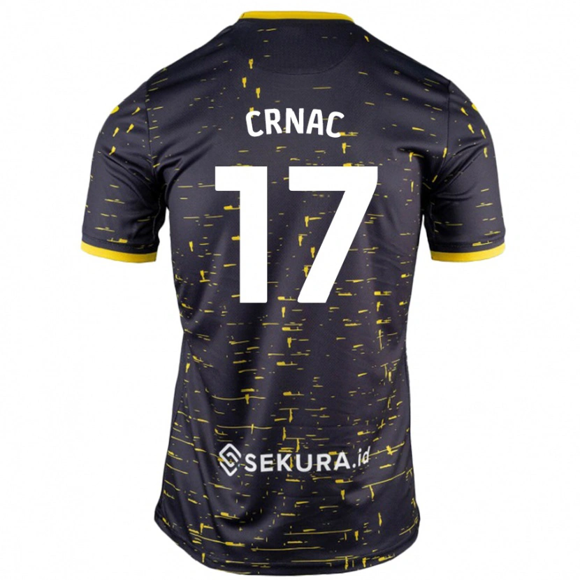 Danxen Mænd Ante Crnac #17 Sort Gul Udebane Spillertrøjer 2024/25 Trøje T-Shirt