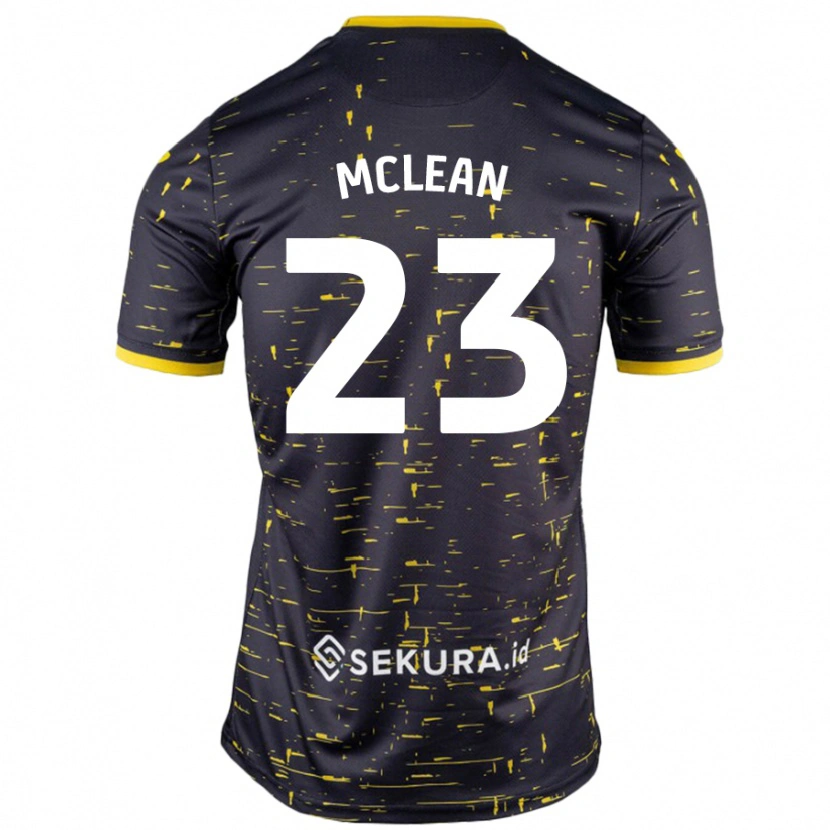Danxen Mænd Kenny Mclean #23 Sort Gul Udebane Spillertrøjer 2024/25 Trøje T-Shirt