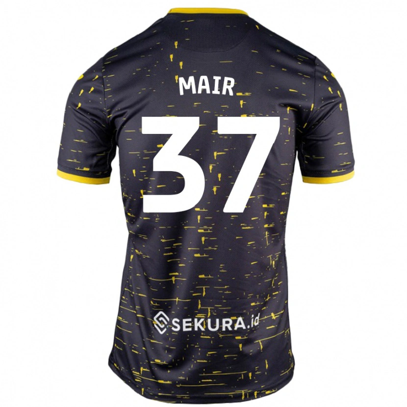 Danxen Mænd Archie Mair #37 Sort Gul Udebane Spillertrøjer 2024/25 Trøje T-Shirt
