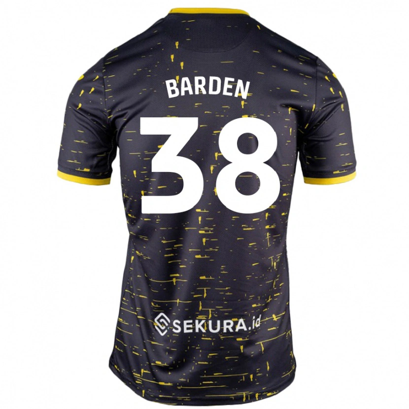 Danxen Mænd Daniel Barden #38 Sort Gul Udebane Spillertrøjer 2024/25 Trøje T-Shirt