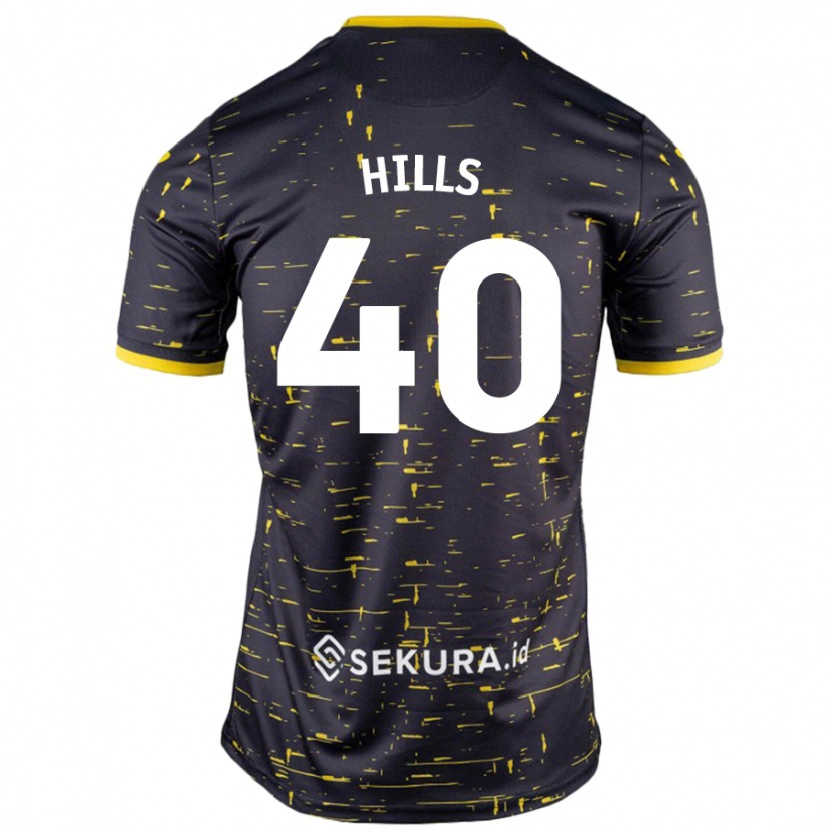 Danxen Mænd Brad Hills #40 Sort Gul Udebane Spillertrøjer 2024/25 Trøje T-Shirt