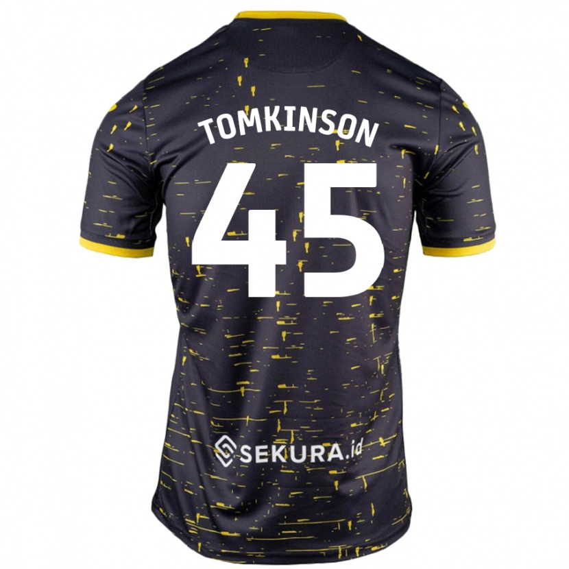 Danxen Mænd Jonathan Tomkinson #45 Sort Gul Udebane Spillertrøjer 2024/25 Trøje T-Shirt