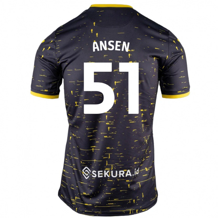 Danxen Mænd Caleb Ansen #51 Sort Gul Udebane Spillertrøjer 2024/25 Trøje T-Shirt