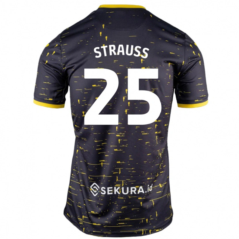 Danxen Mænd Hope Strauss #25 Sort Gul Udebane Spillertrøjer 2024/25 Trøje T-Shirt
