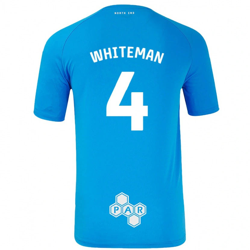 Danxen Mænd Ben Whiteman #4 Himmelblå Udebane Spillertrøjer 2024/25 Trøje T-Shirt