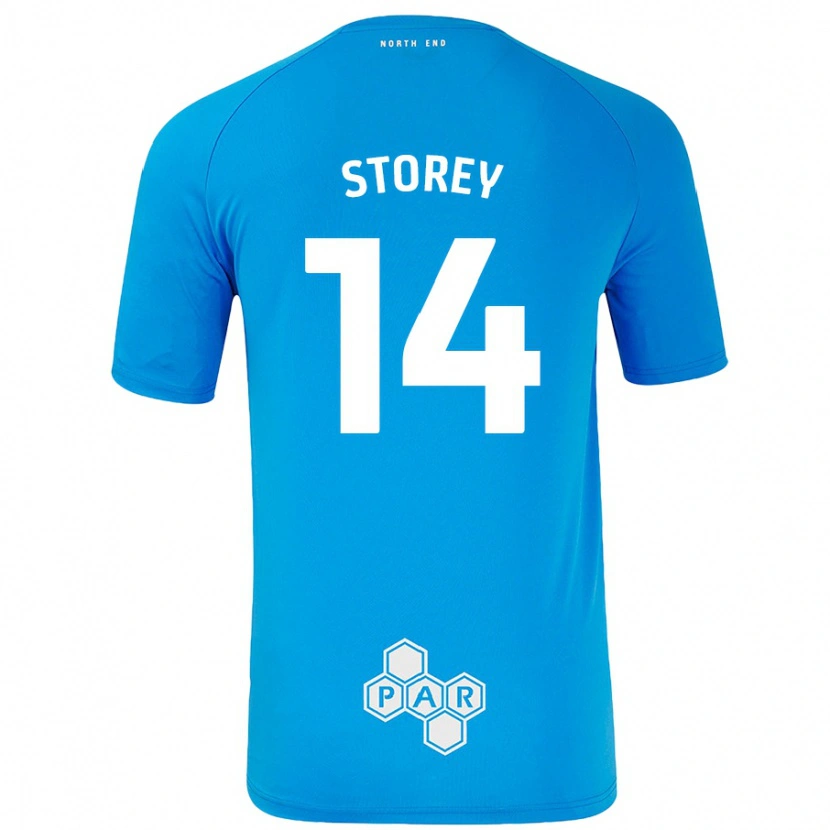 Danxen Mænd Jordan Storey #14 Himmelblå Udebane Spillertrøjer 2024/25 Trøje T-Shirt