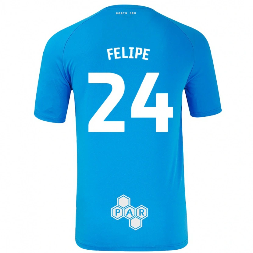 Danxen Mænd Felipe #24 Himmelblå Udebane Spillertrøjer 2024/25 Trøje T-Shirt