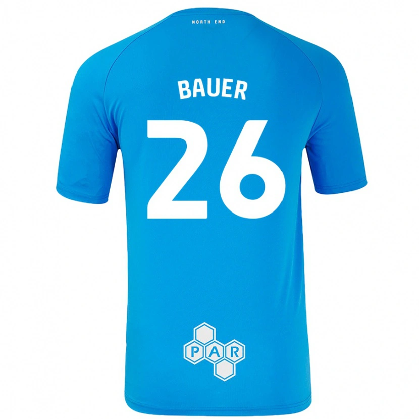 Danxen Mænd Patrick Bauer #26 Himmelblå Udebane Spillertrøjer 2024/25 Trøje T-Shirt