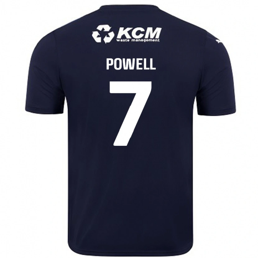Danxen Mænd Joe Powell #7 Marineblå Udebane Spillertrøjer 2024/25 Trøje T-Shirt