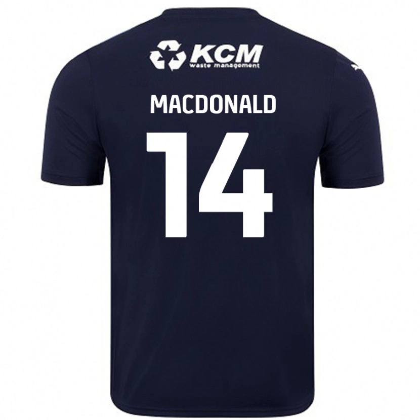 Danxen Mænd Alex Macdonald #14 Marineblå Udebane Spillertrøjer 2024/25 Trøje T-Shirt