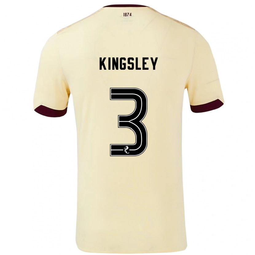 Danxen Mænd Stephen Kingsley #3 Creme Bourgogne Udebane Spillertrøjer 2024/25 Trøje T-Shirt