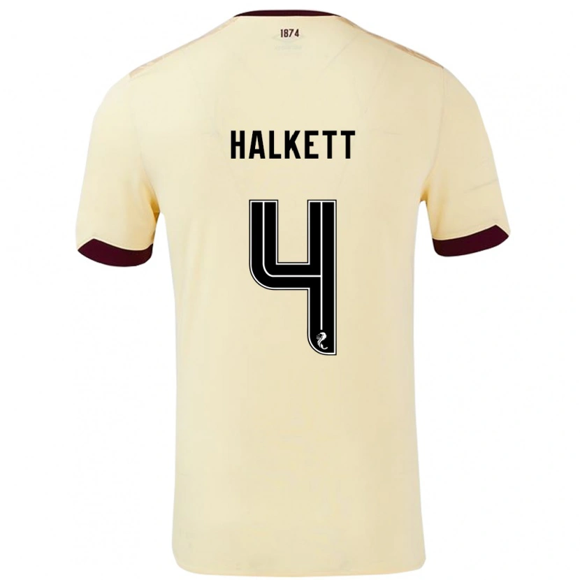 Danxen Mænd Craig Halkett #4 Creme Bourgogne Udebane Spillertrøjer 2024/25 Trøje T-Shirt