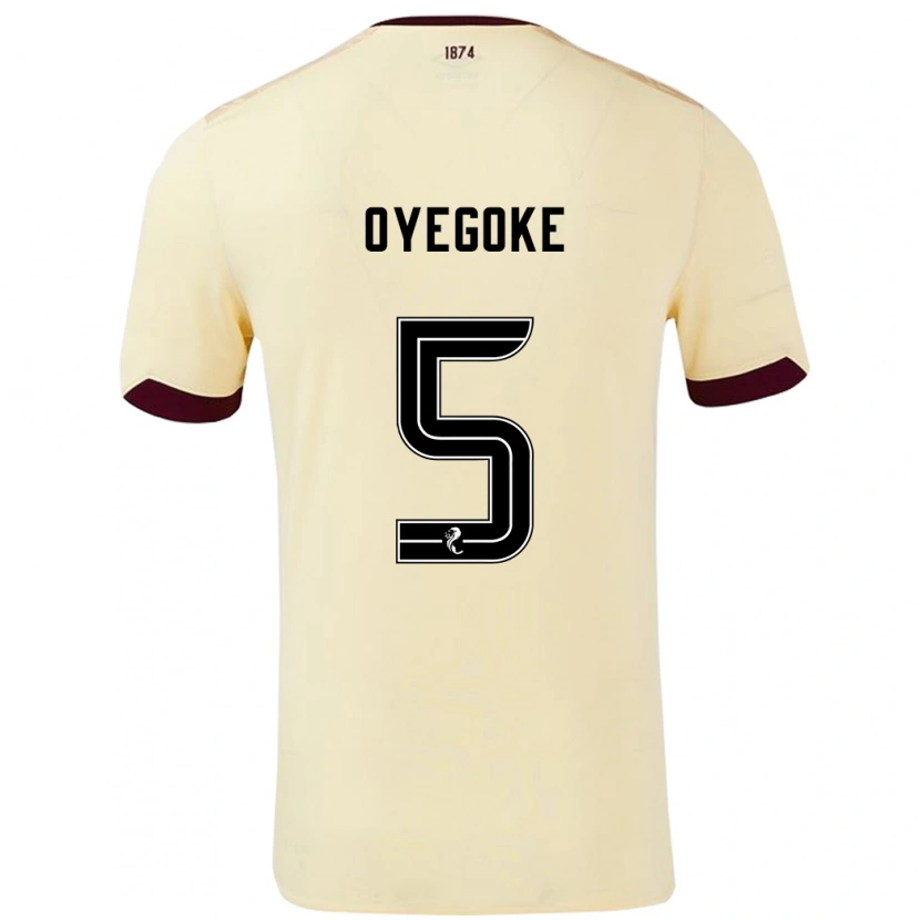 Danxen Mænd Daniel Oyegoke #5 Creme Bourgogne Udebane Spillertrøjer 2024/25 Trøje T-Shirt