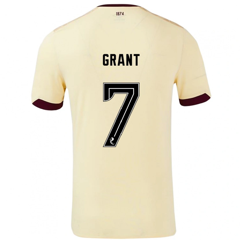 Danxen Mænd Jorge Grant #7 Creme Bourgogne Udebane Spillertrøjer 2024/25 Trøje T-Shirt