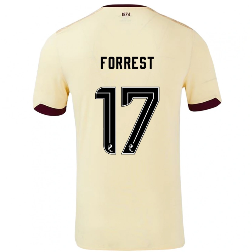 Danxen Mænd Alan Forrest #17 Creme Bourgogne Udebane Spillertrøjer 2024/25 Trøje T-Shirt