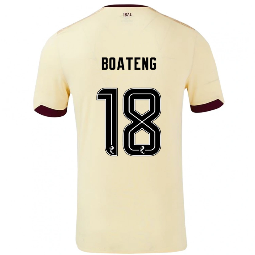 Danxen Mænd Malachi Boateng #18 Creme Bourgogne Udebane Spillertrøjer 2024/25 Trøje T-Shirt
