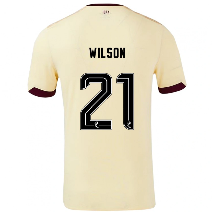 Danxen Mænd James Wilson #21 Creme Bourgogne Udebane Spillertrøjer 2024/25 Trøje T-Shirt
