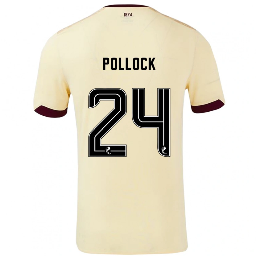 Danxen Mænd Finlay Pollock #24 Creme Bourgogne Udebane Spillertrøjer 2024/25 Trøje T-Shirt