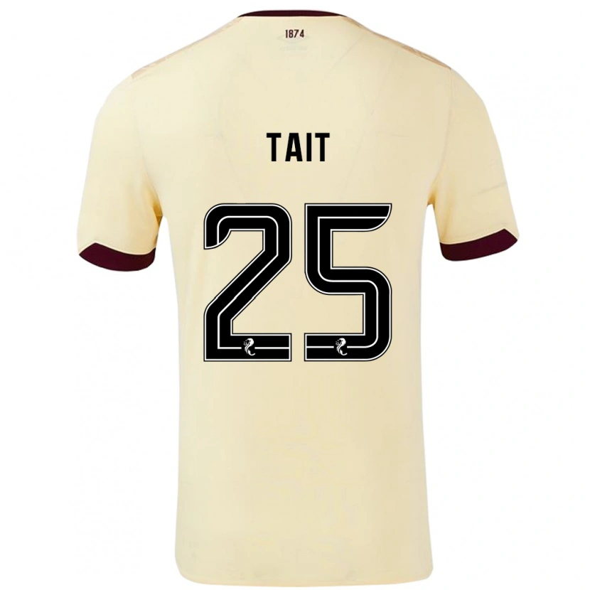 Danxen Mænd Macaulay Tait #25 Creme Bourgogne Udebane Spillertrøjer 2024/25 Trøje T-Shirt