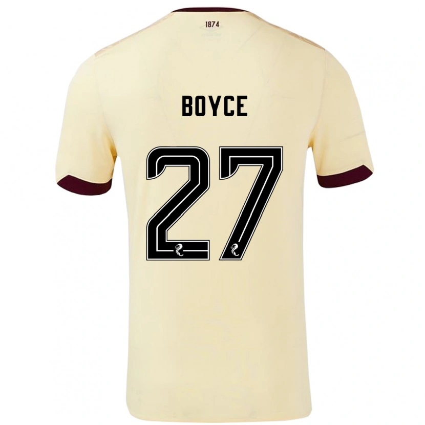 Danxen Mænd Liam Boyce #27 Creme Bourgogne Udebane Spillertrøjer 2024/25 Trøje T-Shirt