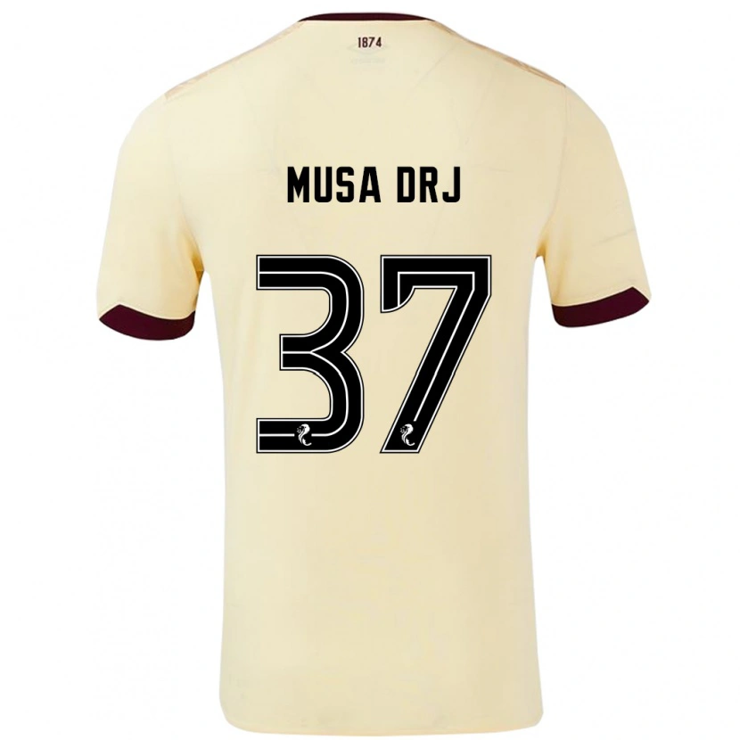 Danxen Mænd Musa Drammeh #37 Creme Bourgogne Udebane Spillertrøjer 2024/25 Trøje T-Shirt