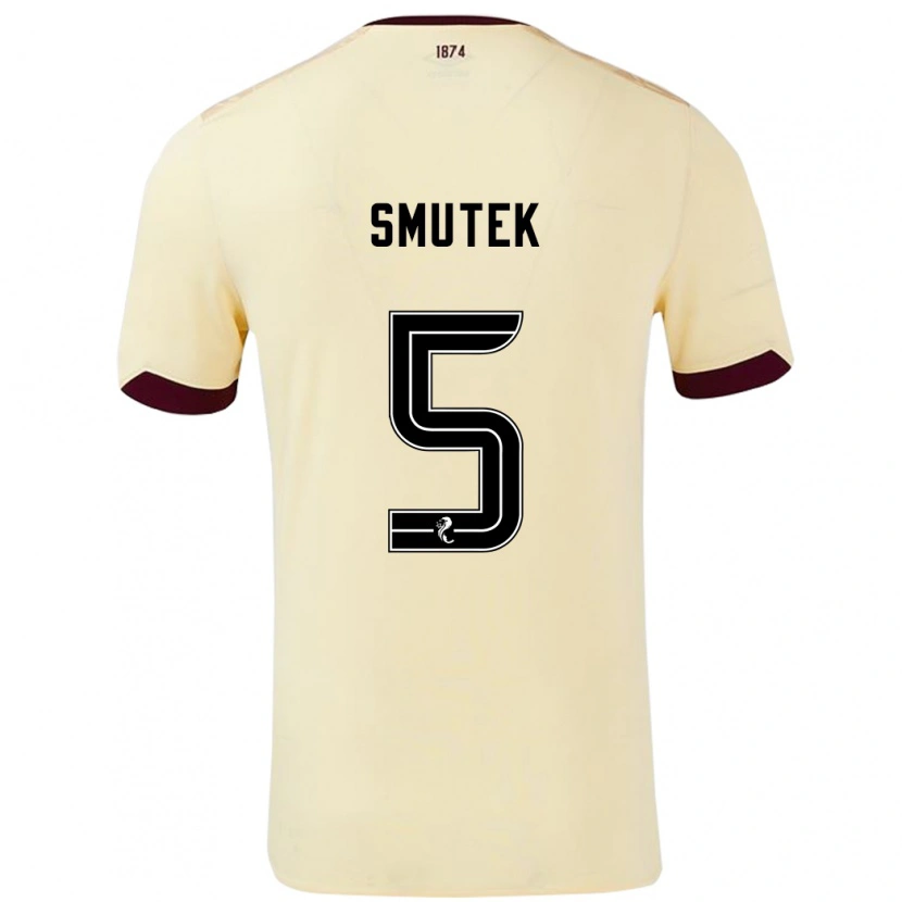 Danxen Mænd Kai Smutek #5 Creme Bourgogne Udebane Spillertrøjer 2024/25 Trøje T-Shirt