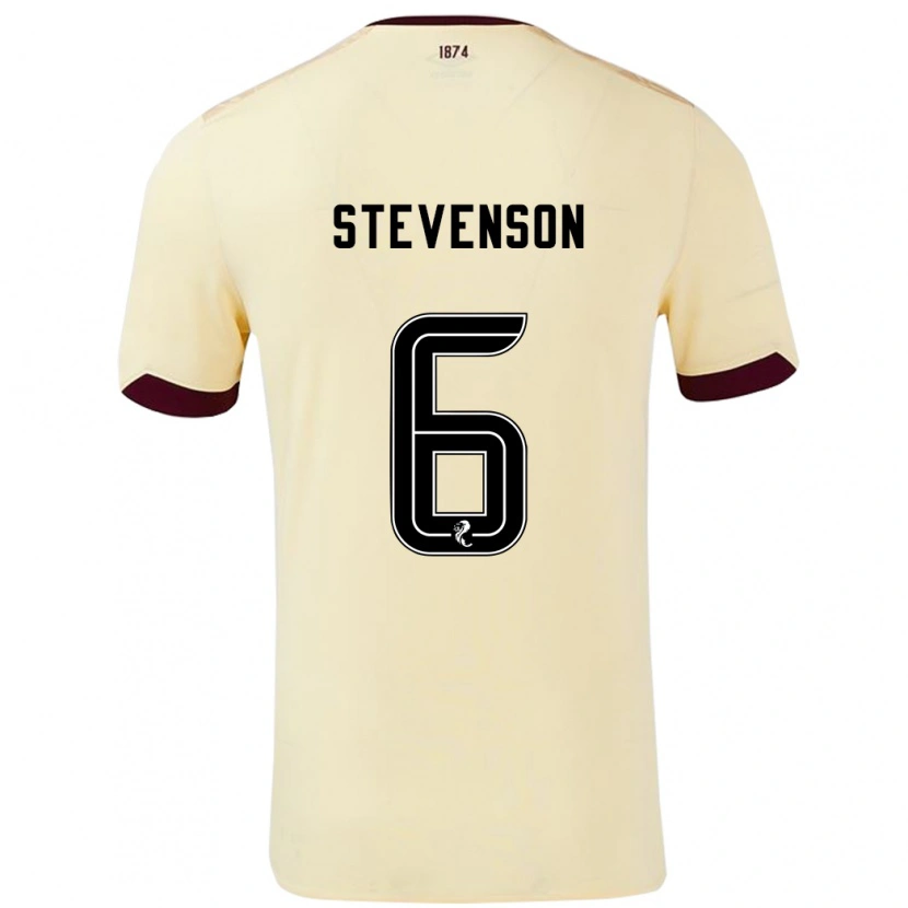 Danxen Mænd Gus Stevenson #6 Creme Bourgogne Udebane Spillertrøjer 2024/25 Trøje T-Shirt