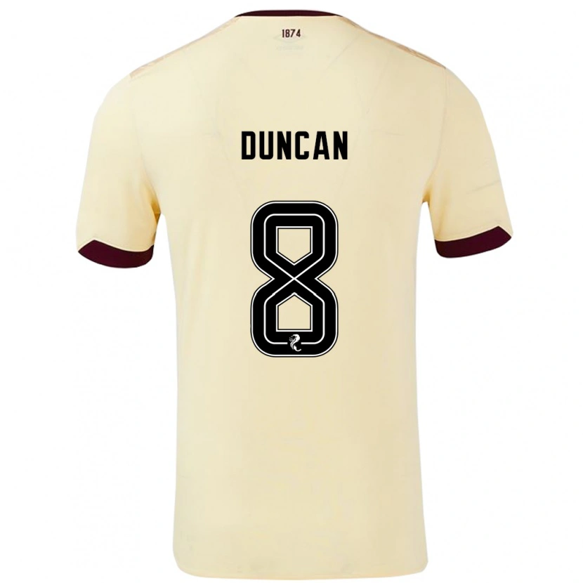 Danxen Mænd Ryan Duncan #8 Creme Bourgogne Udebane Spillertrøjer 2024/25 Trøje T-Shirt
